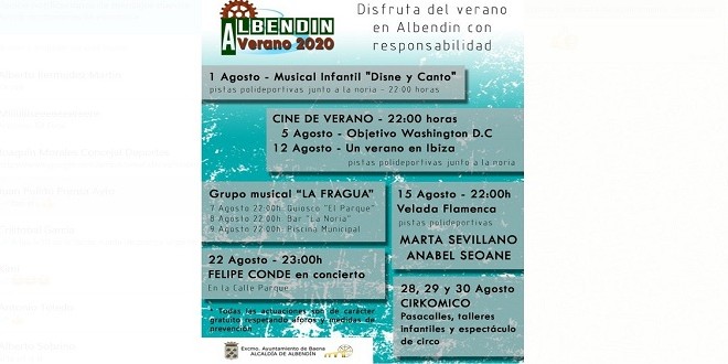 Programa de actividades culturales y de ocio en Albendín para este verano.