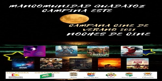Cartel anunciador de las noche de cine de verano en los municipios de la Mancomunidad del Guadajoz.