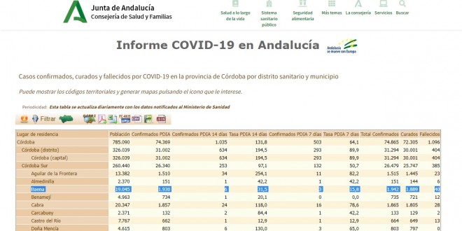 Ayuntamiento Coronavirus parte 29 de noviembre de 2021